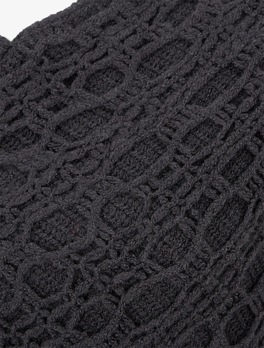 Asymmetrische effen poncho met franjes - Zwart - Image 3