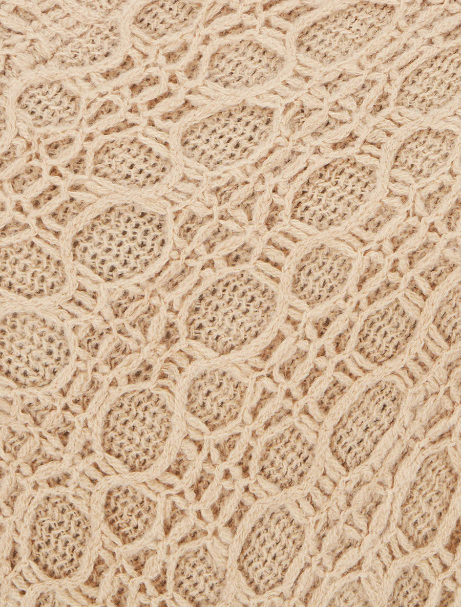 Asymmetrische effen poncho met franjes - Licht kameel - Image 3