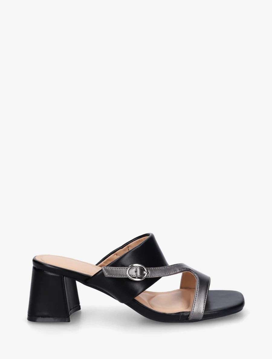 Asymmetrische enkelband sandalen - Zwart