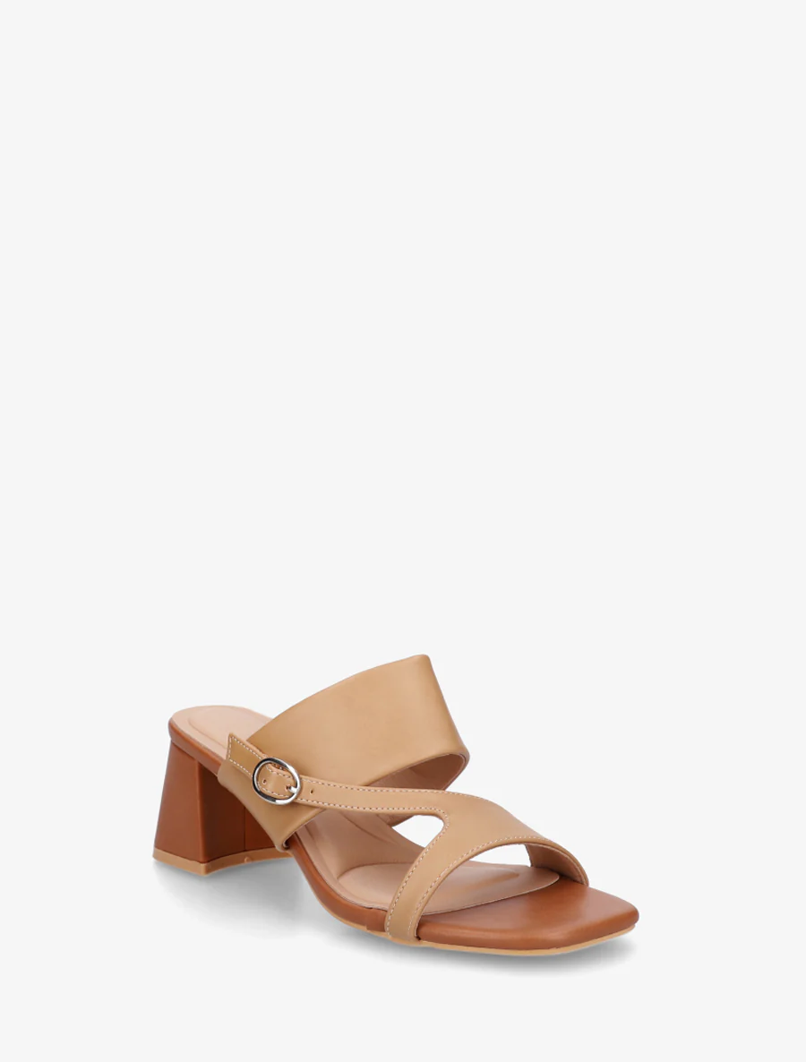 Asymmetrische enkelband sandalen - Licht kameel - Image 2