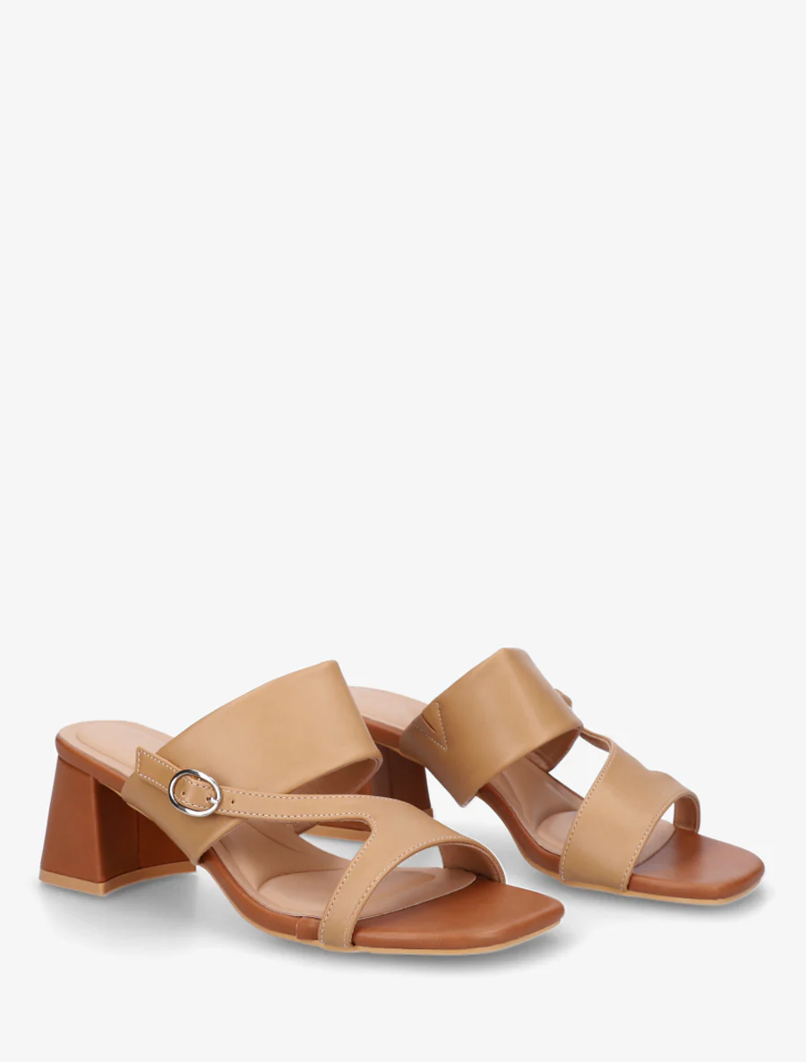 Asymmetrische enkelband sandalen - Licht kameel - Image 4