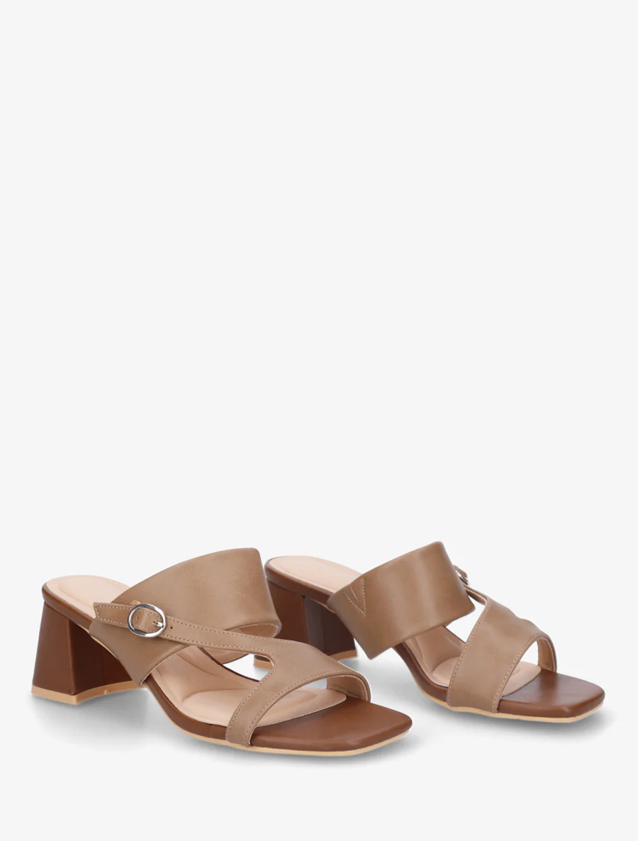 Asymmetrische enkelband sandalen - Bruin - Image 4
