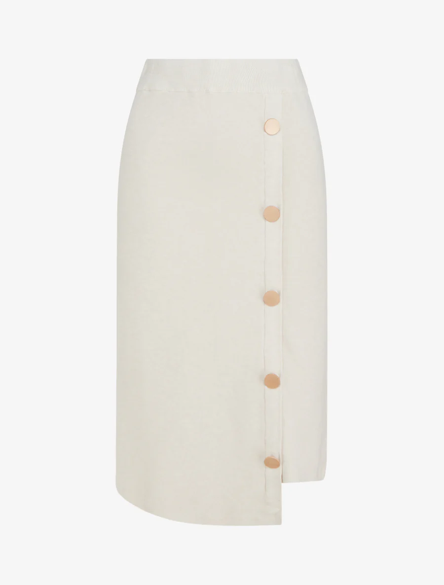 Asymmetrische gebreide effen rok - Beige