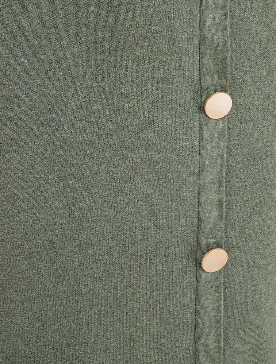 Asymmetrische gebreide effen rok - Kaki - Image 3