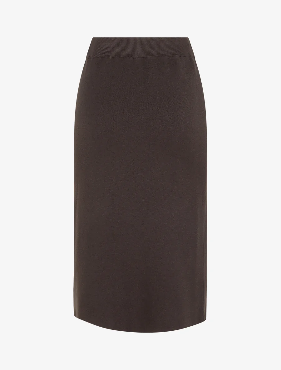 Asymmetrische gebreide effen rok - Donkerbruin - Image 2