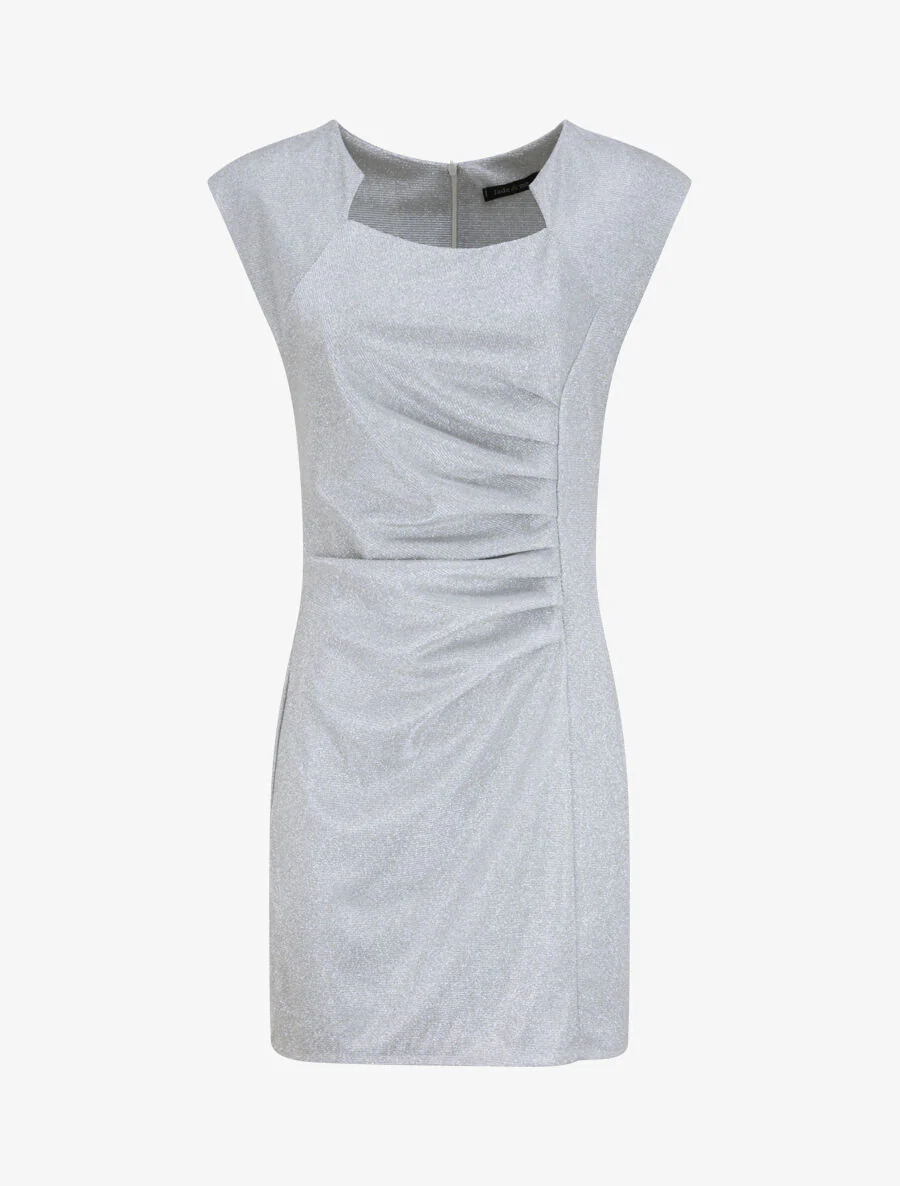 Asymmetrische halslijn paillettenjurk met draperingsdetail - Lichtgrijs