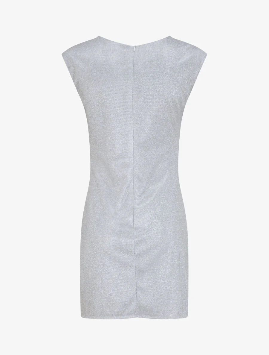 Asymmetrische halslijn paillettenjurk met draperingsdetail - Lichtgrijs - Image 2