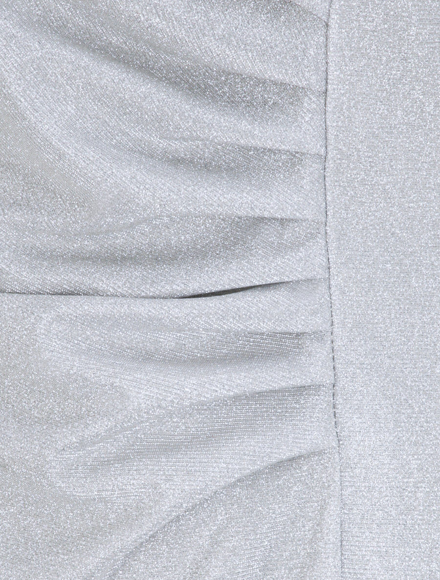 Asymmetrische halslijn paillettenjurk met draperingsdetail - Lichtgrijs - Image 3