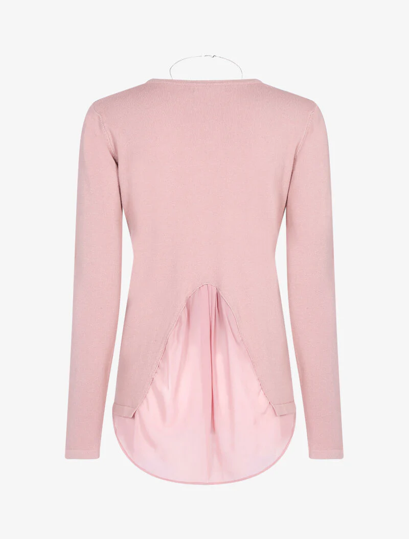 Trui met asymmetrisch inzetstuk in voile - roze - Image 2