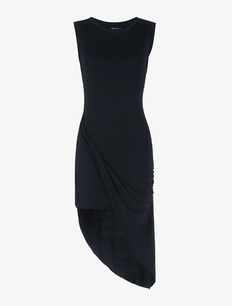 Asymmetrische snit jurk - zwart