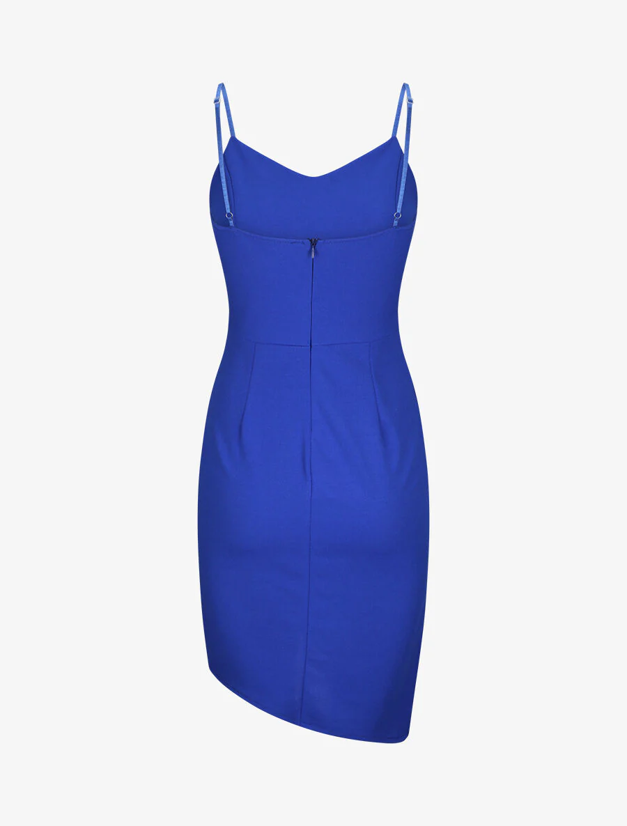 Asymmetrische jurk met dunne bandjes - Kobaltblauw - Image 2