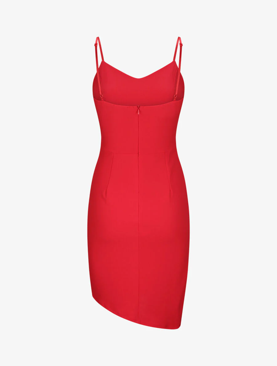 Asymmetrische jurk met dunne bandjes - Rood - Image 2