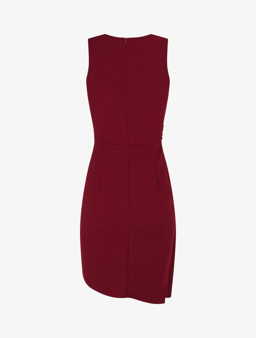Asymmetrische jurk met pailletten in de taille - bordeaux - Image 2