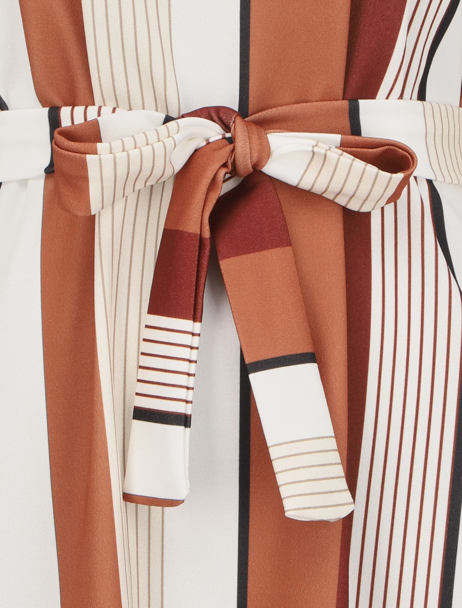 Asymmetrische gestreepte jurk - Camel - Image 3