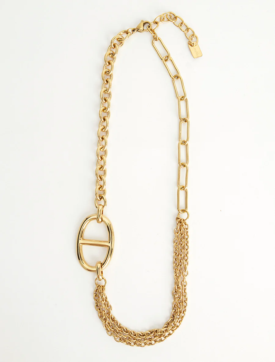 Asymmetrische ketting in schakelpatroon - Goud - Image 2