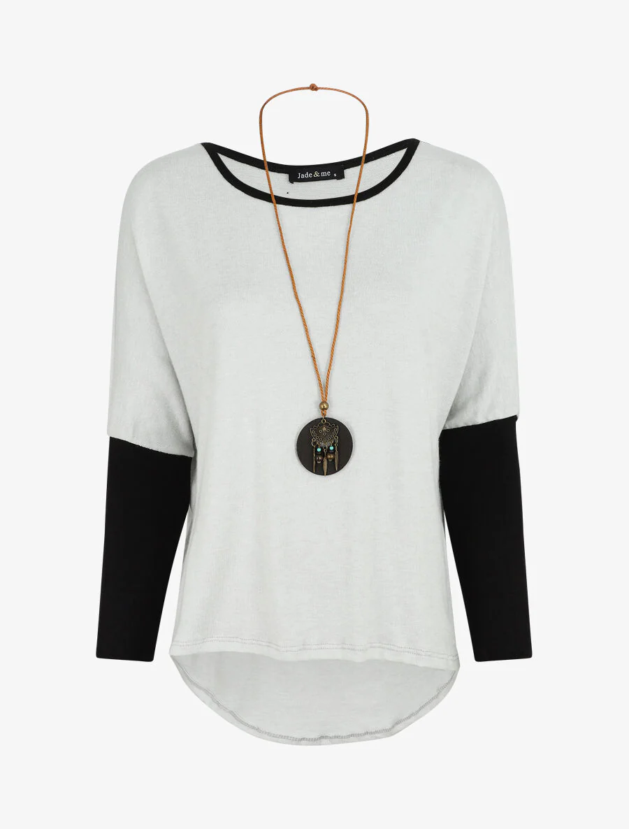 Asymmetrische lage batwing-trui - Wit
