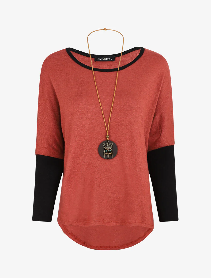 Asymmetrische lage batwing-trui - Sienarood