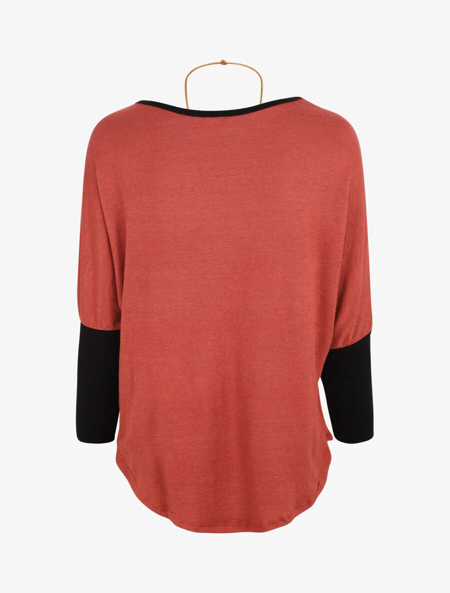 Asymmetrische lage batwing-trui - Sienarood - Image 2
