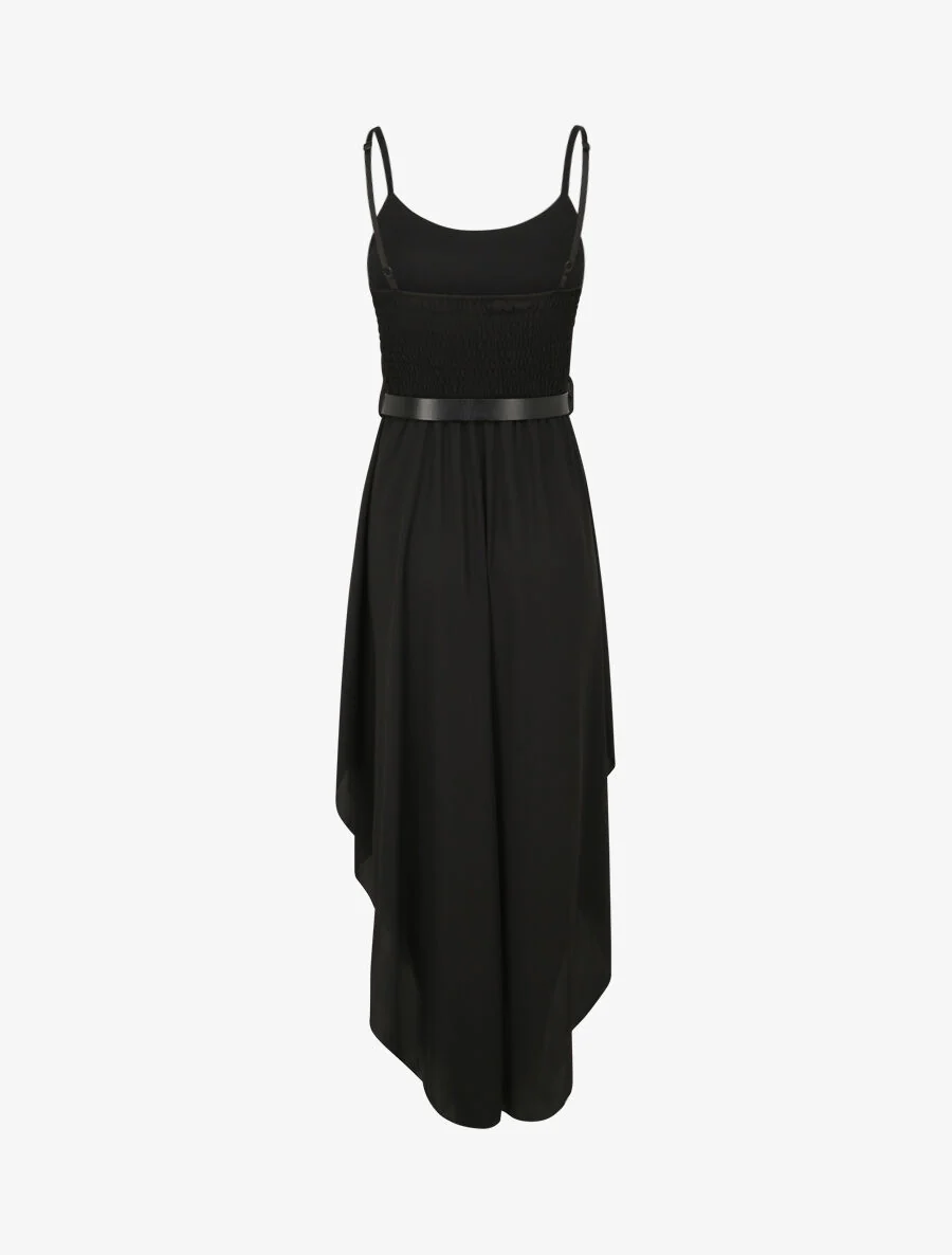 Asymmetrische lange jurk met een skatersnit - Zwart - Image 2