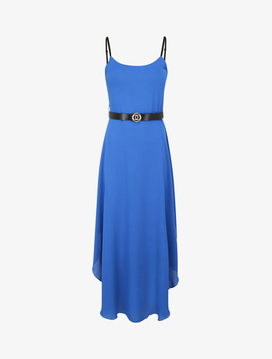 Asymmetrische lange jurk met schaatsmodel - Elektrisch blauw