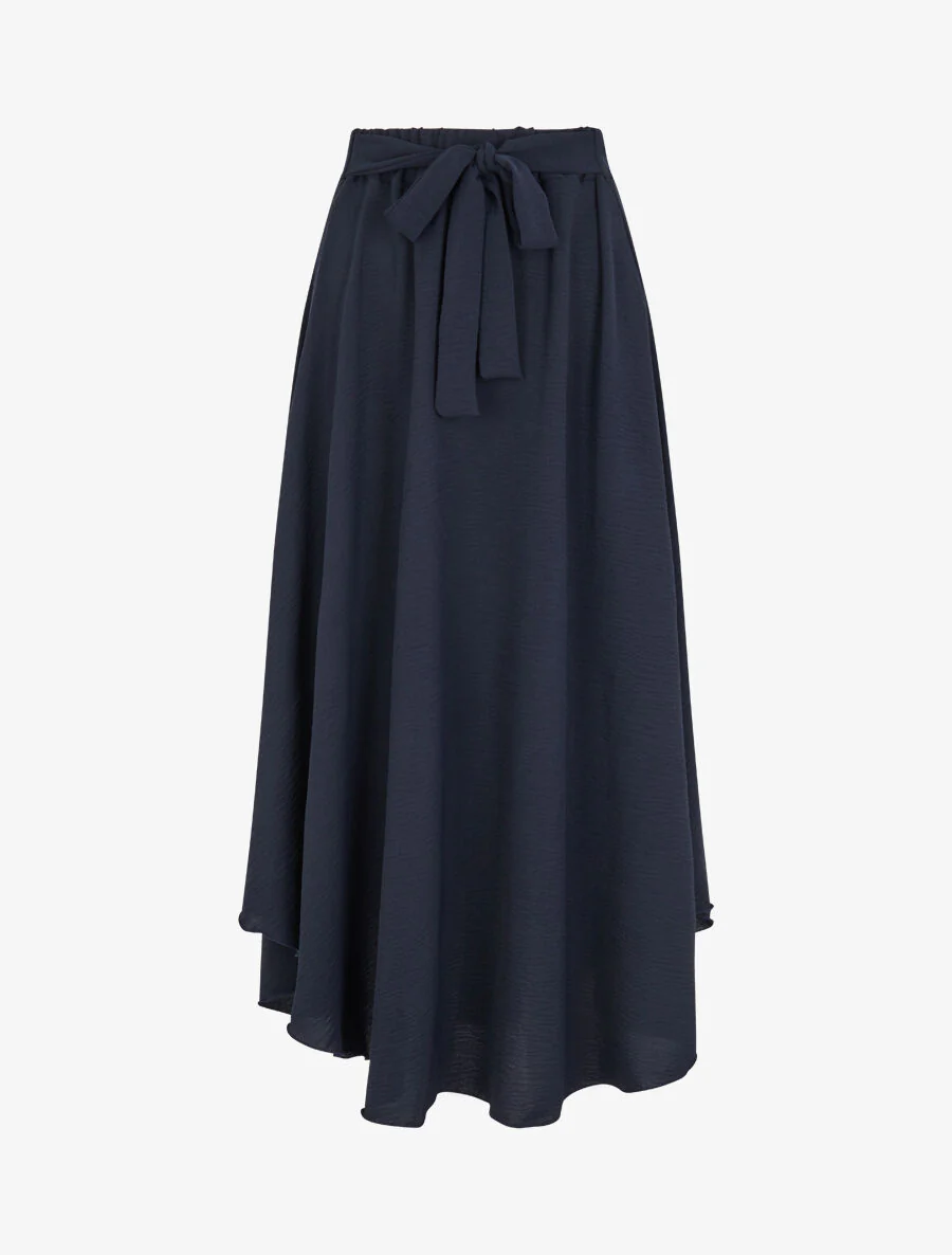 Lange rok met asymmetrische randen - Marineblauw