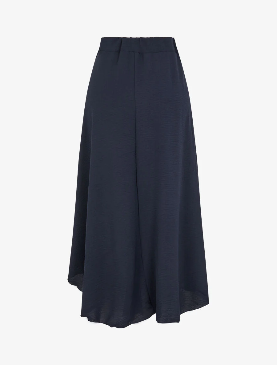 Lange rok met asymmetrische randen - Marineblauw - Image 3