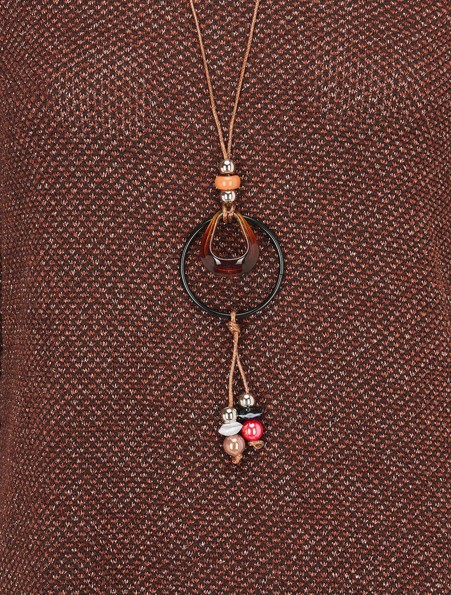 Asymmetrische lange trui met lamé - bruin - Image 3