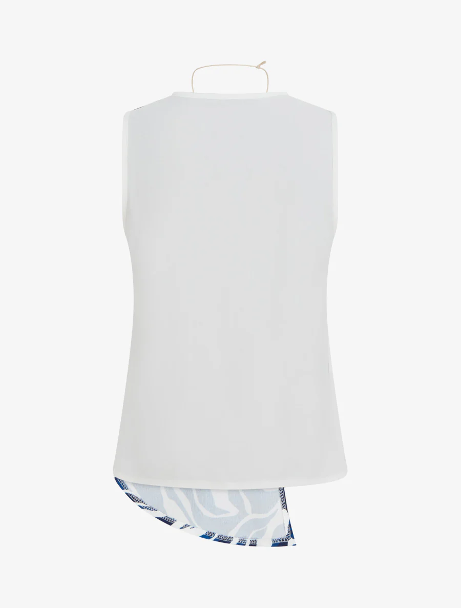 Asymmetrische mouwloze top met abstracte print - Marine - Image 2