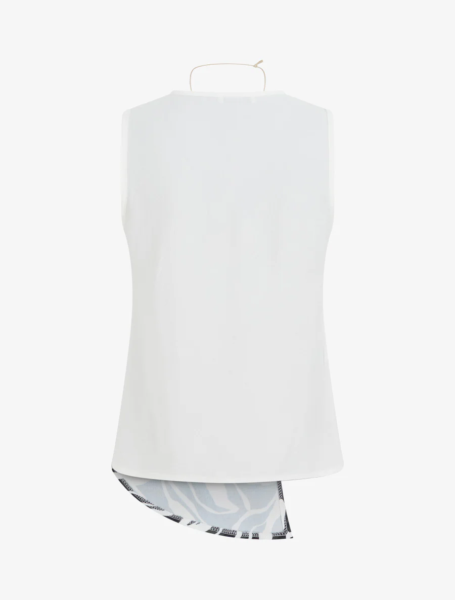 Asymmetrische mouwloze top met abstracte print - Zwart - Image 2