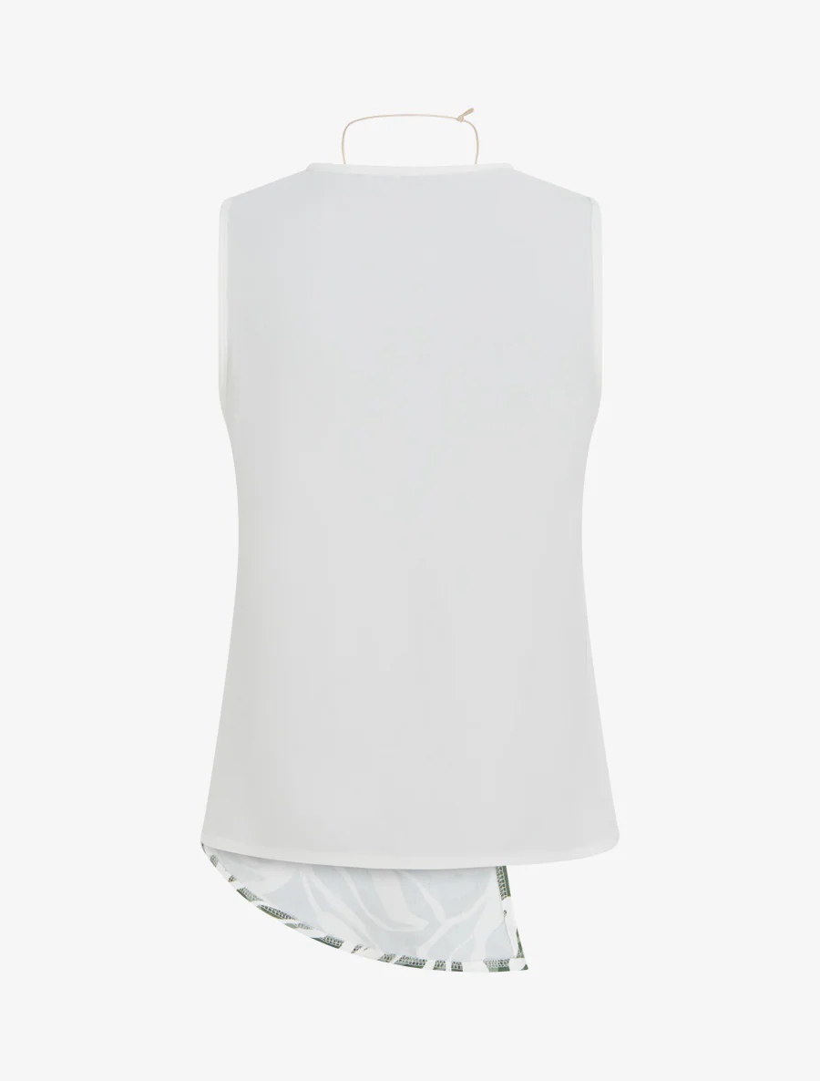 Asymmetrische mouwloze top met abstracte print - Kaki - Image 2