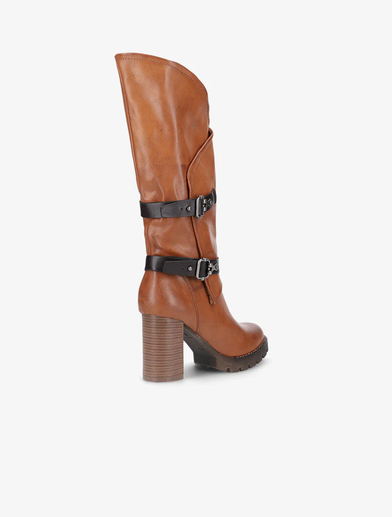 Laarzen met asymmetrische omslag - camel - Image 5