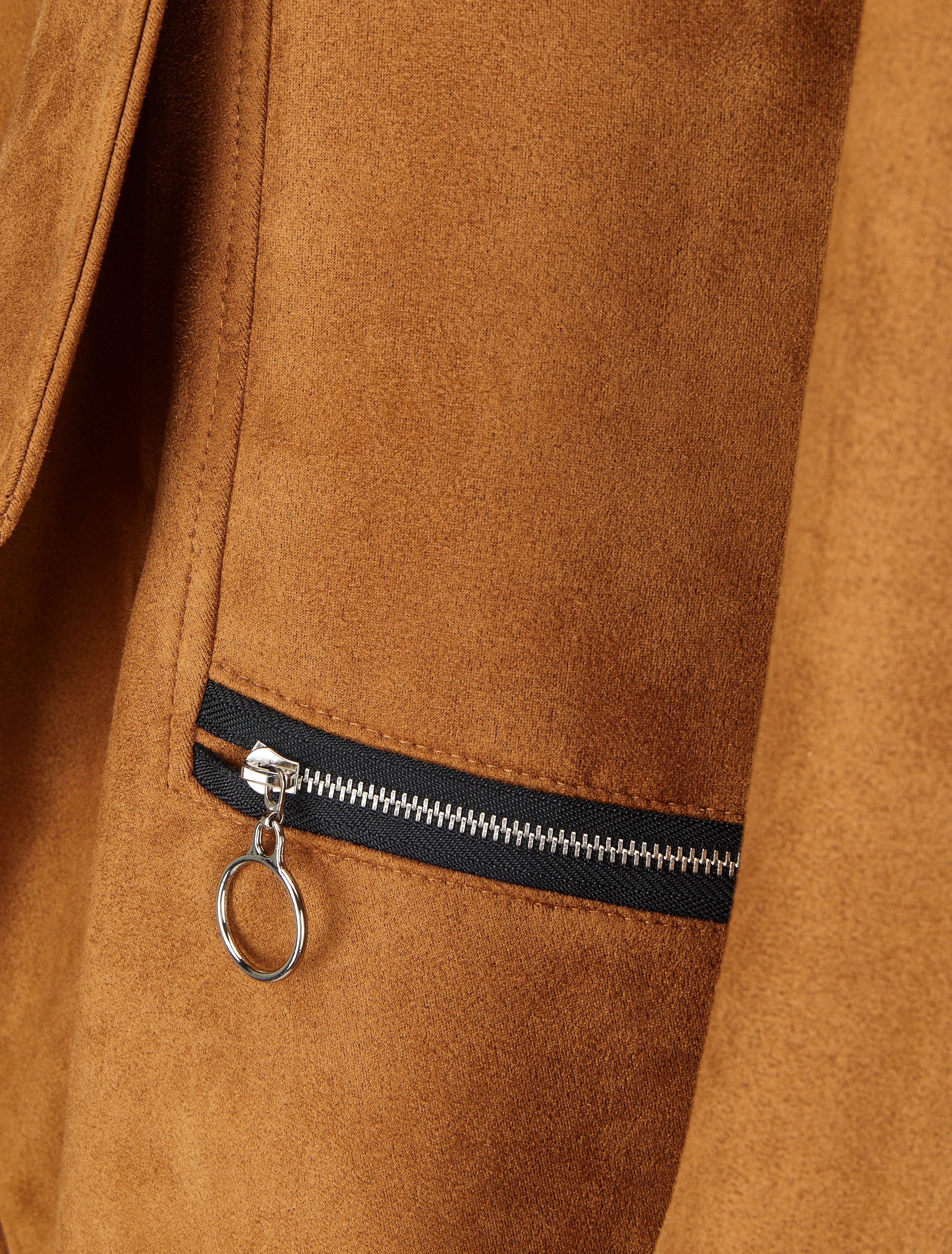 Suède jas met asymmetrische panden - Camel - Image 3