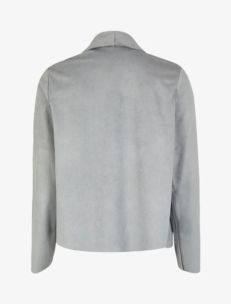 Suède jas met asymmetrische panden - Grijs - Image 2