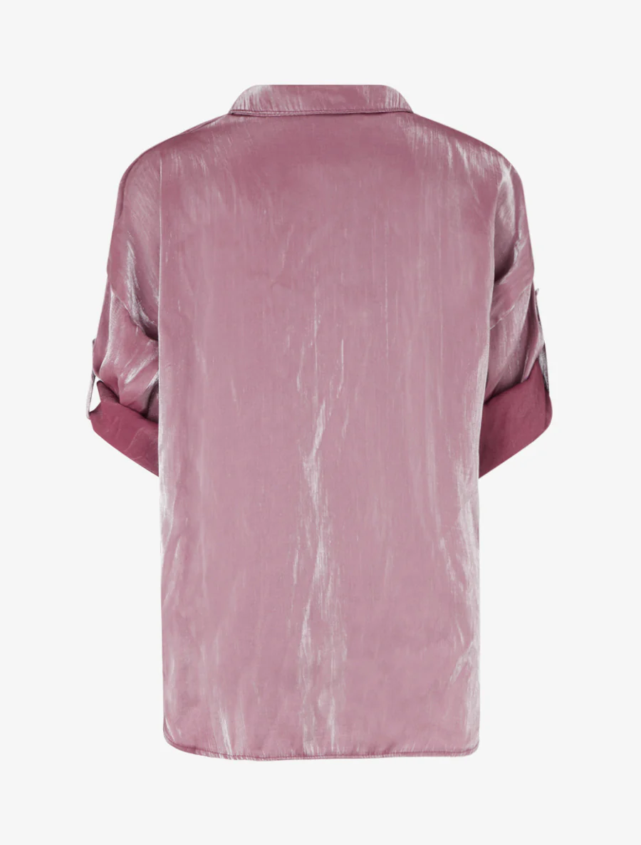 Asymmetrische parelmoeren blouse met oprolbare lange mouwen - Violine - Image 2