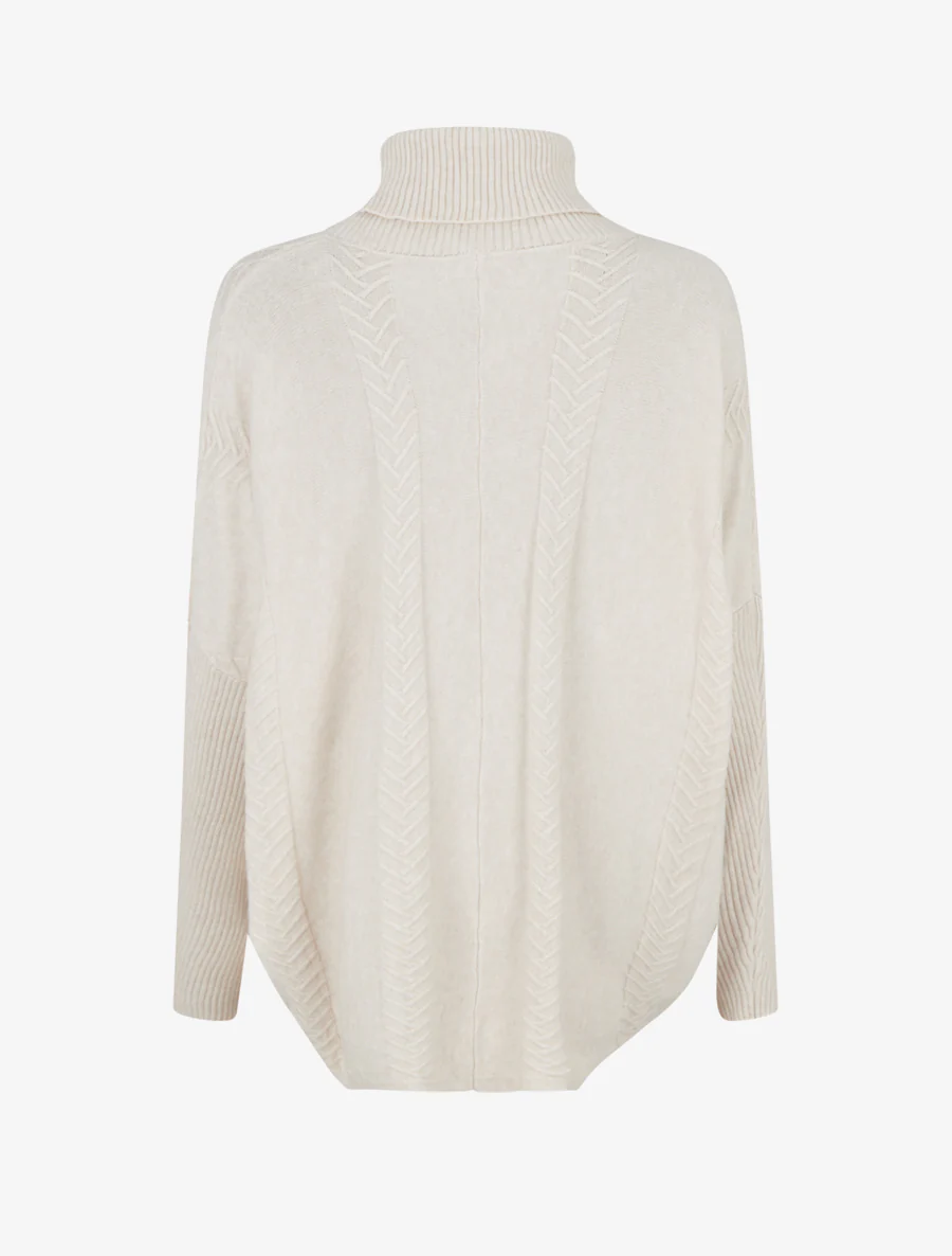 Asymmetrische poncho met coltrui - Ecru - Image 2