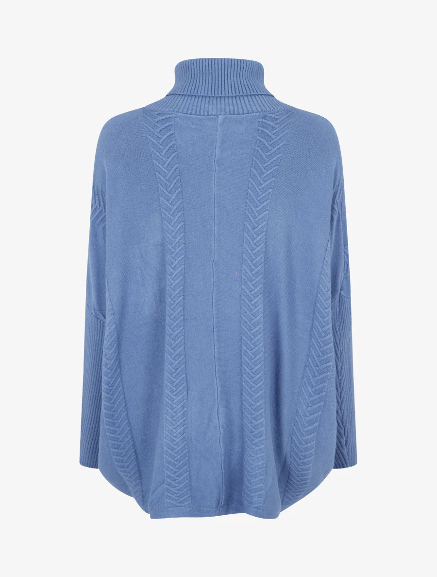 Asymmetrische poncho met coltrui - Blauw - Image 2