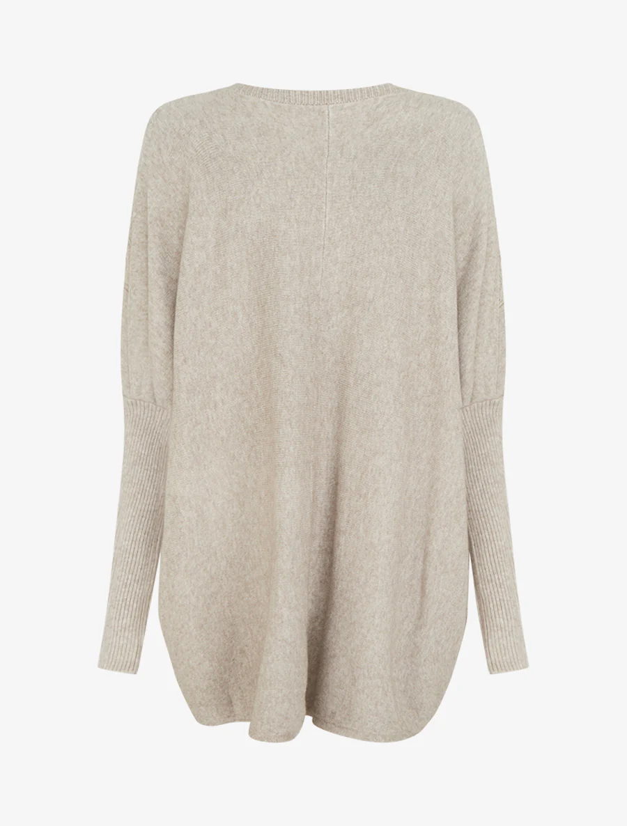 Asymmetrische poncho met lange mouwen en zakken - Mol - Image 2