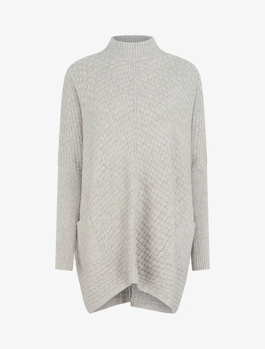 Asymmetrische poncho met opstaande kraag - Mol
