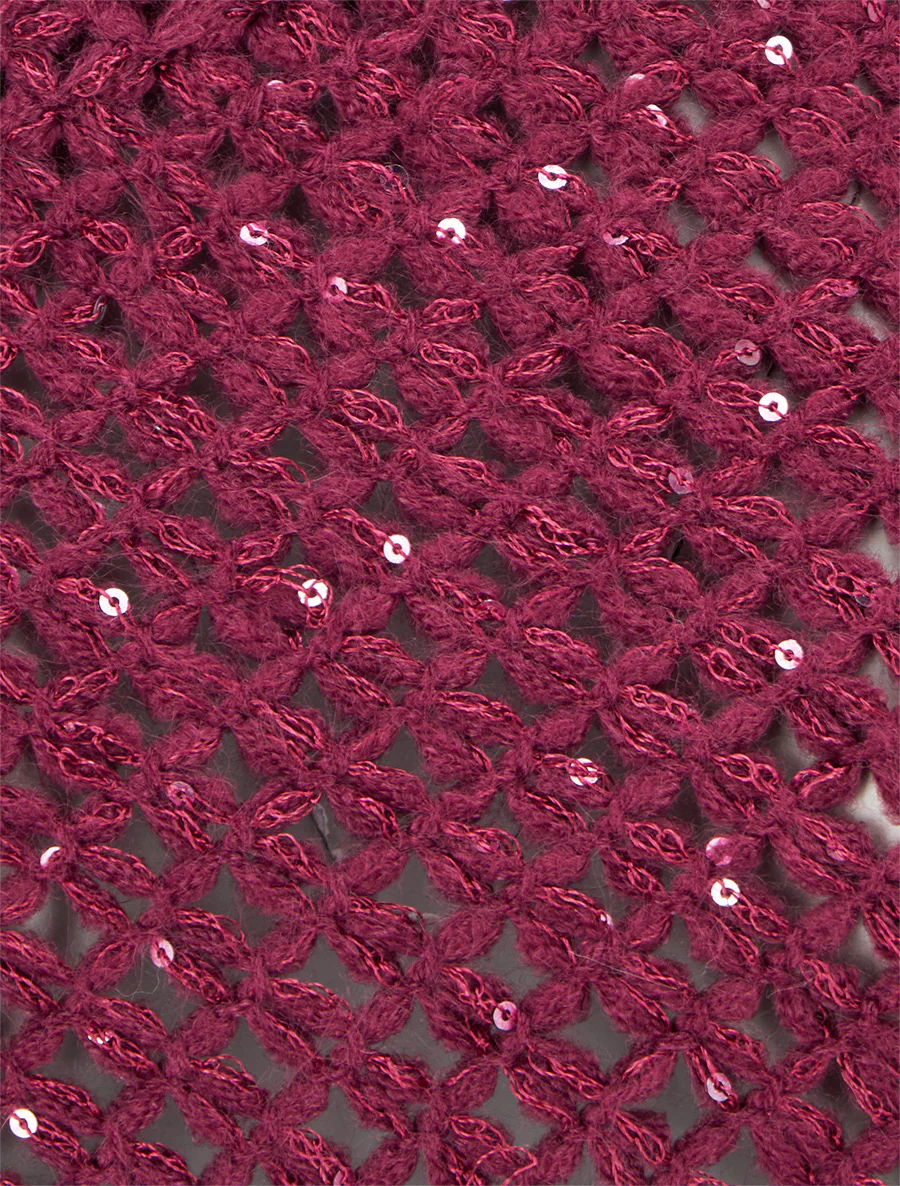 Asymmetrische poncho met pailletten detail - Pruim - Image 3