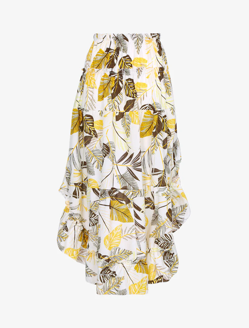 Asymmetrische rok met grafische bloemenprint - wit - Image 2