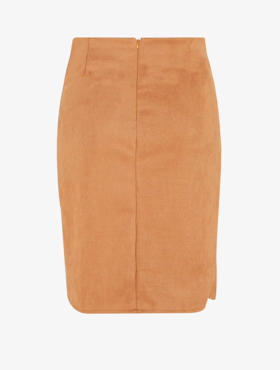 Asymmetrische rok van suèdine - Kameel - Image 2