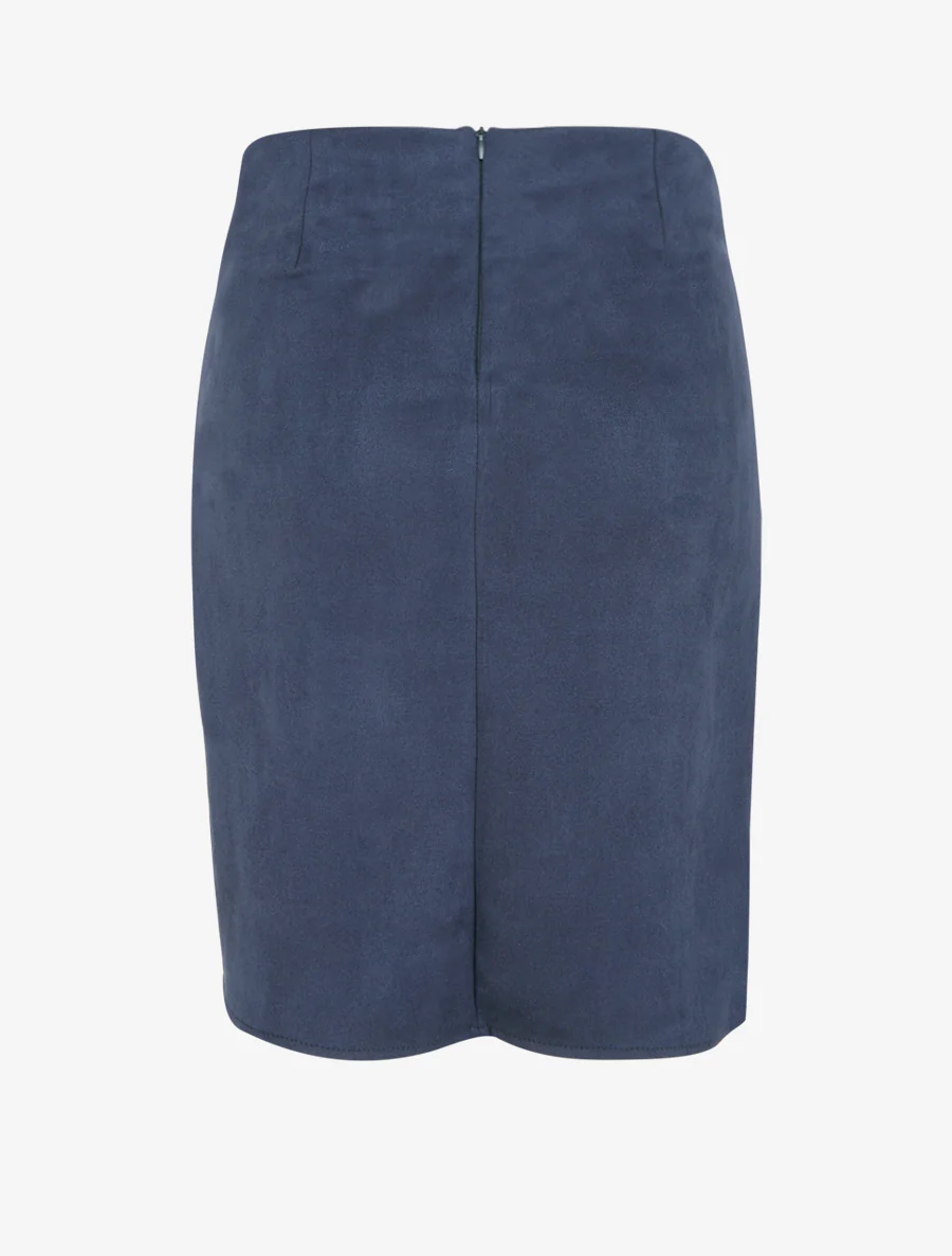 Asymmetrische rok van suèdine - Marine - Image 2