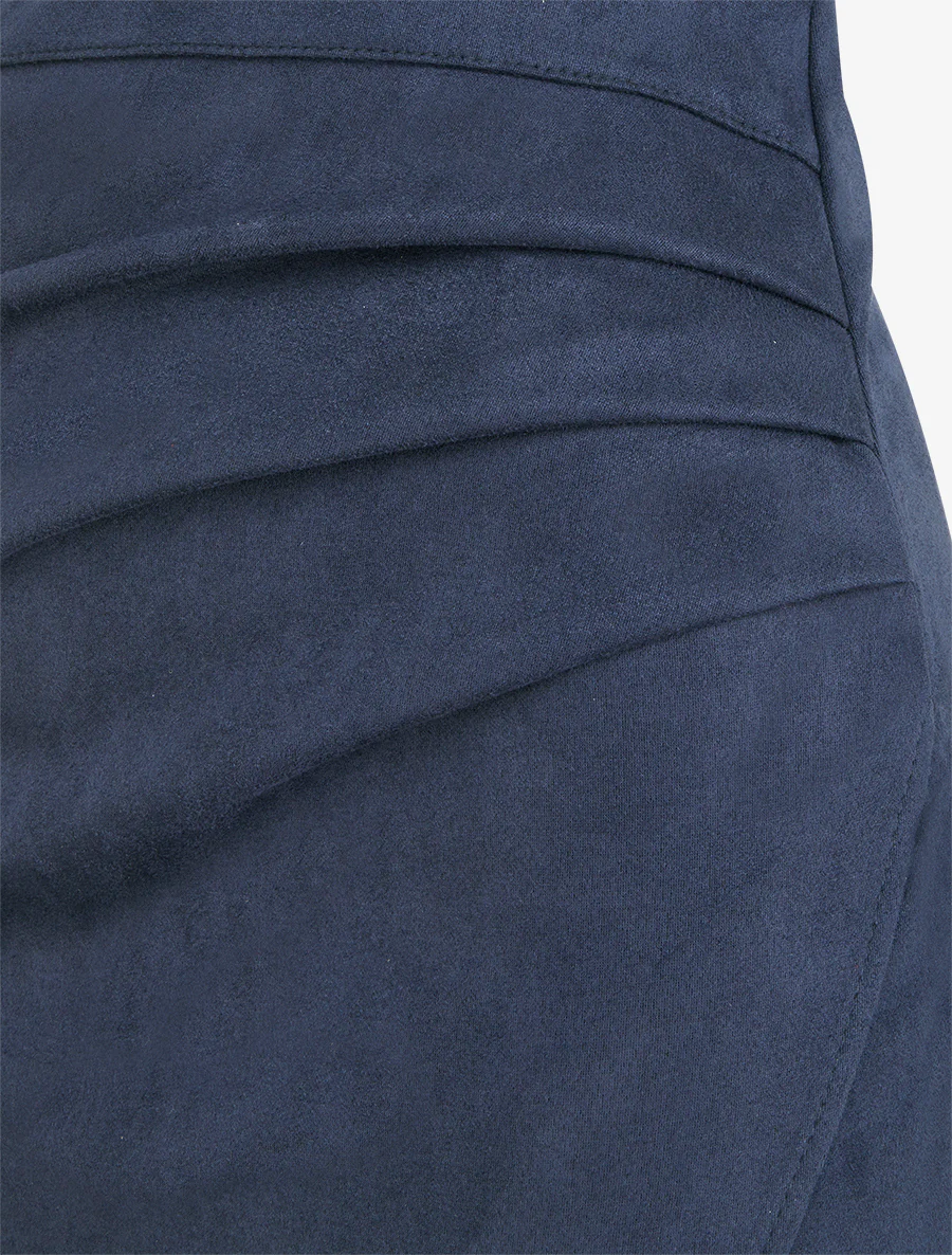 Asymmetrische rok van suèdine - Marine - Image 3