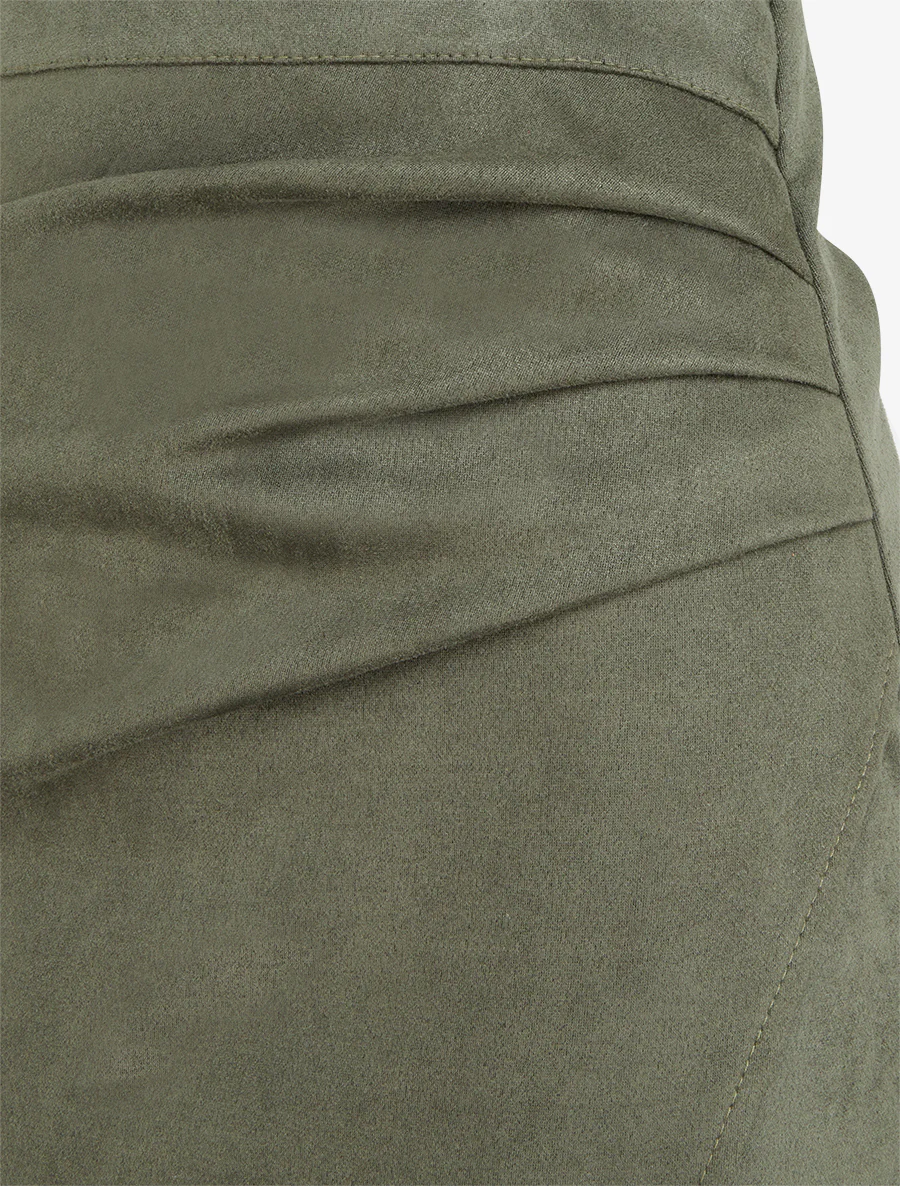 Asymmetrische rok van suèdine - Kaki - Image 3