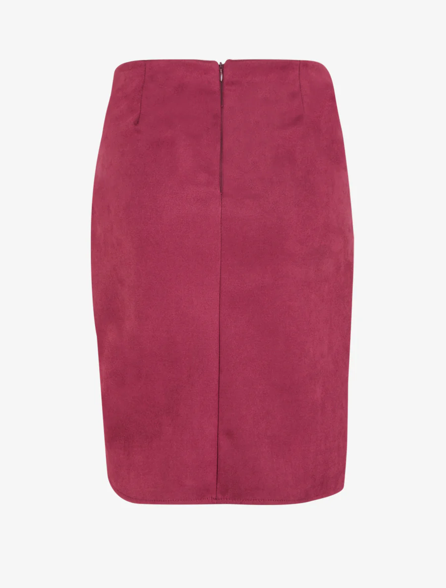 Asymmetrische rok van suèdine - Wijnrood - Image 2