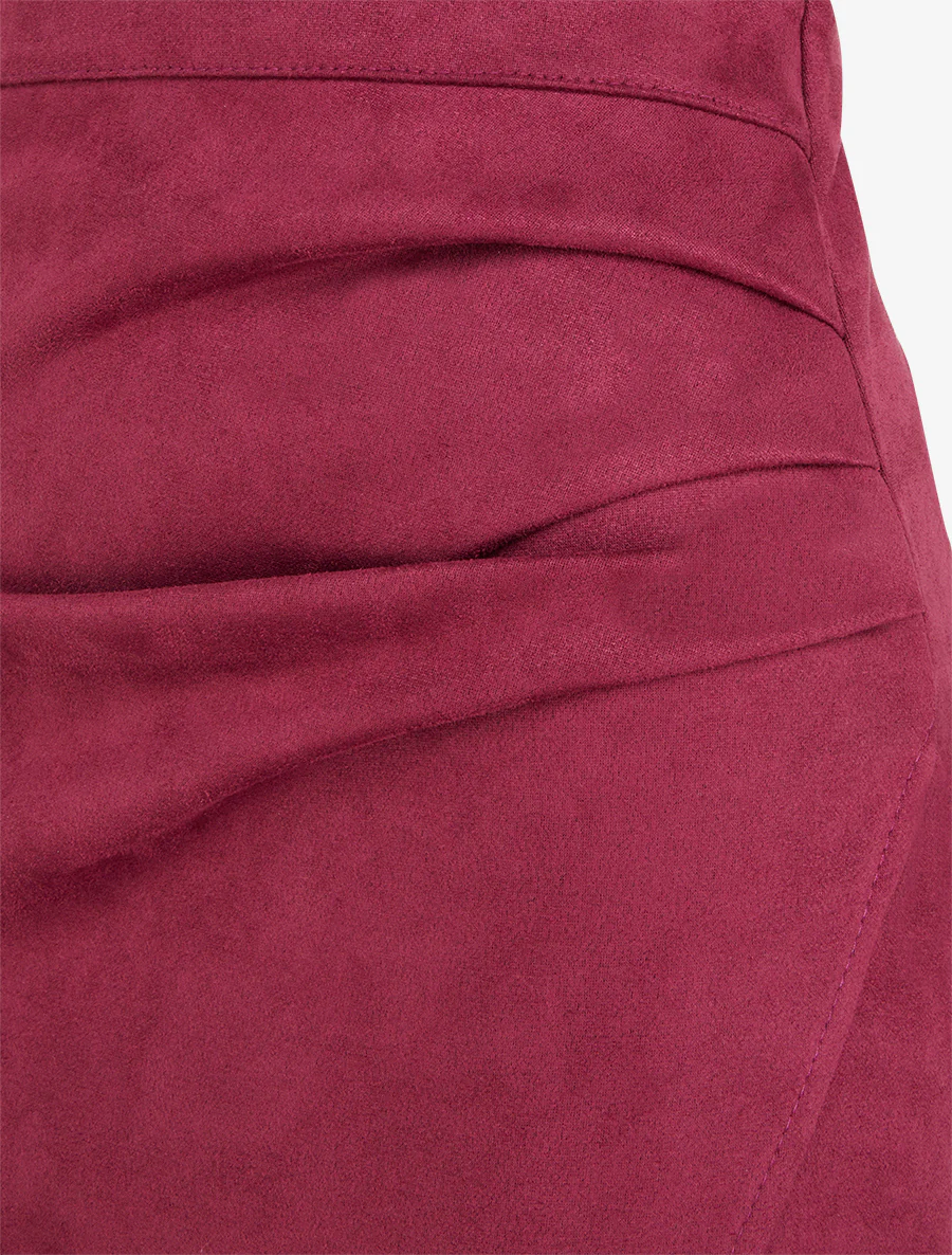Asymmetrische rok van suèdine - Wijnrood - Image 3