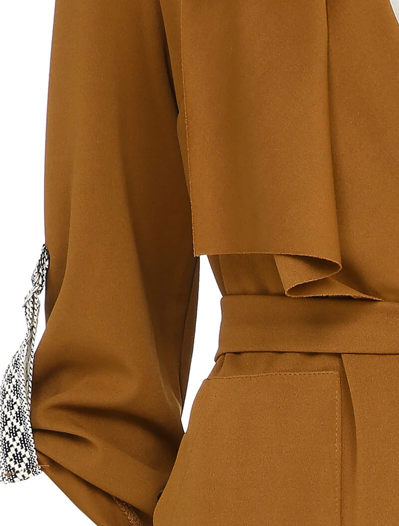 Asymmetrisch sjaalkraagvest - Camel - Image 3