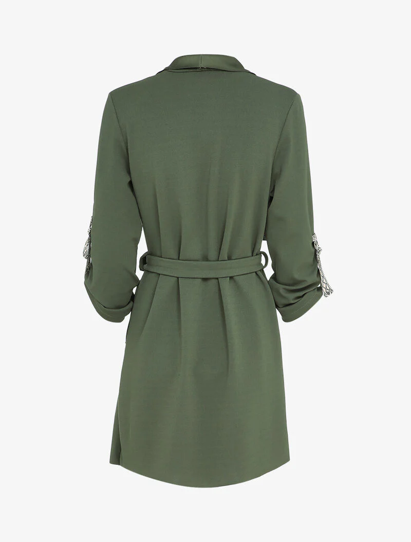 Asymmetrisch sjaalkraagvest - Olijfgroen - Image 2