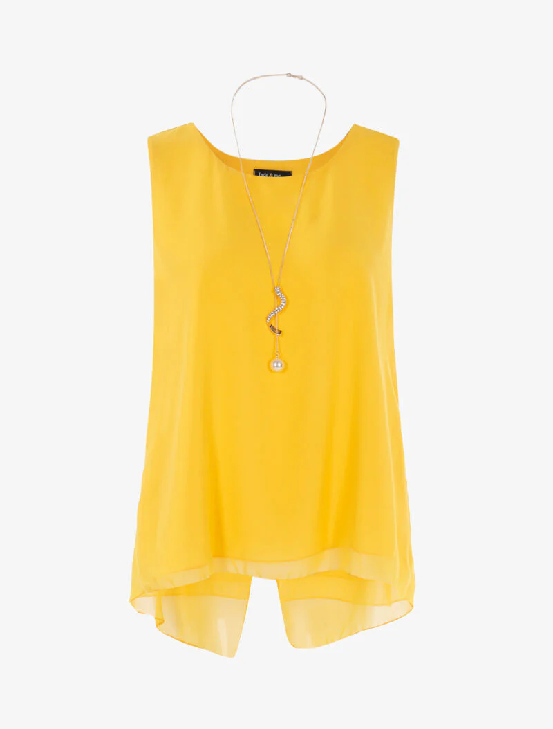 Asymmetrische top in voile - geel