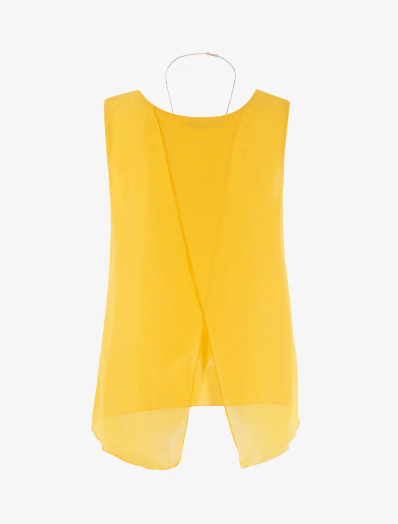 Asymmetrische top in voile - geel - Image 2